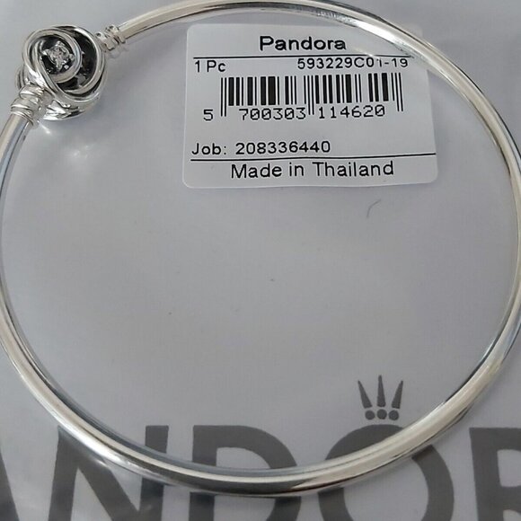 Pandora Moments Limited Edt Sterling Silver Encircled Clasp Bangle 593229C01-19 - Picture 10 of 10